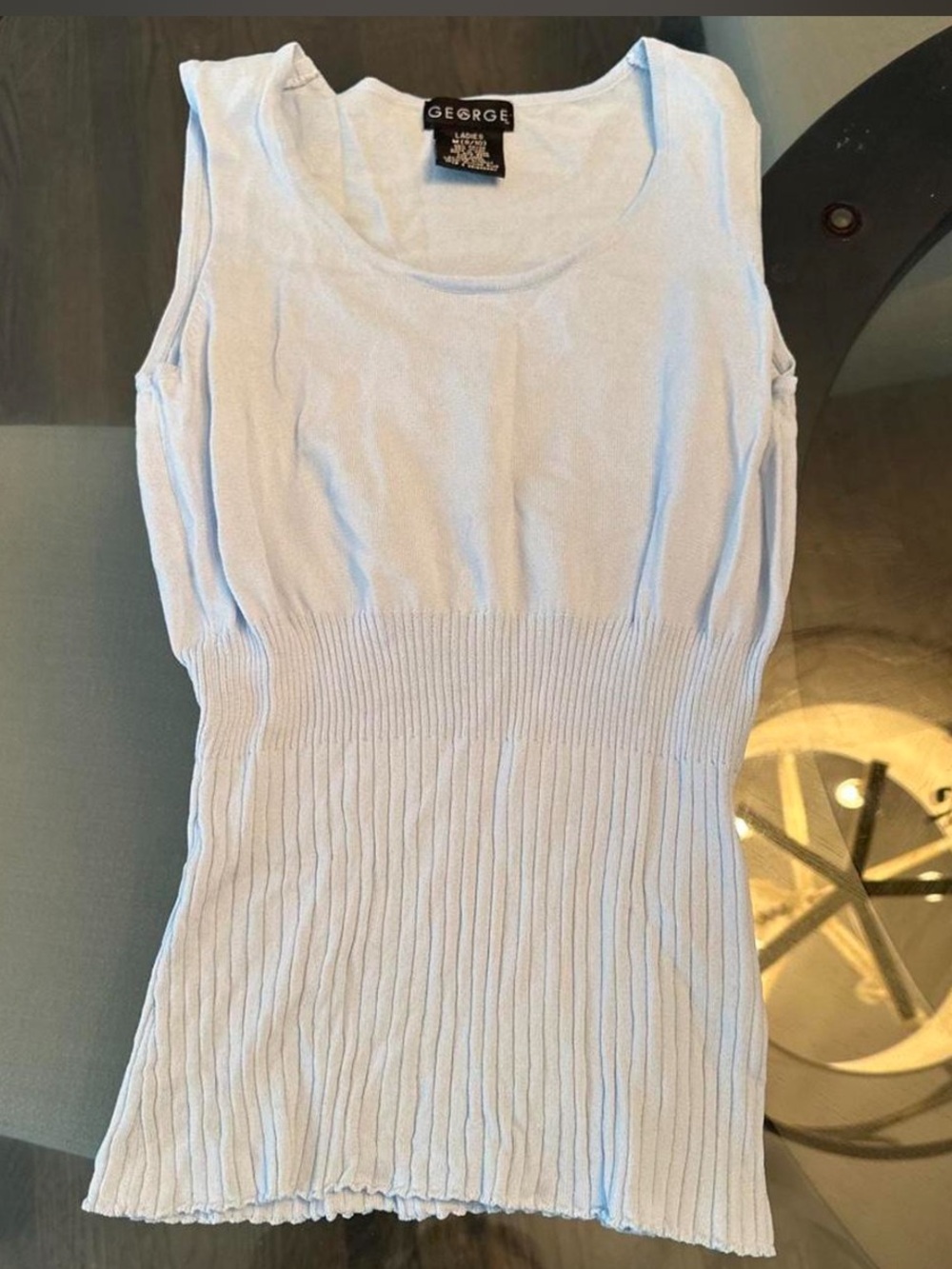 George Light Blue Ribbed Waist Tank Top